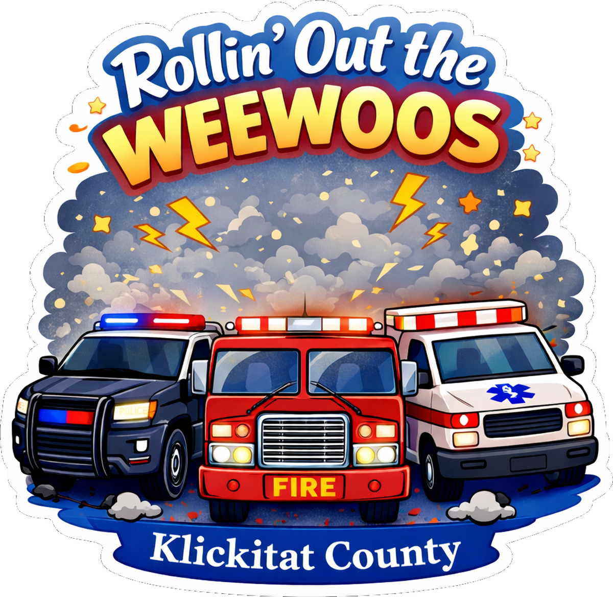 Emergency Vehicle Rollin' Out The Weewoos Vinyl Sticker