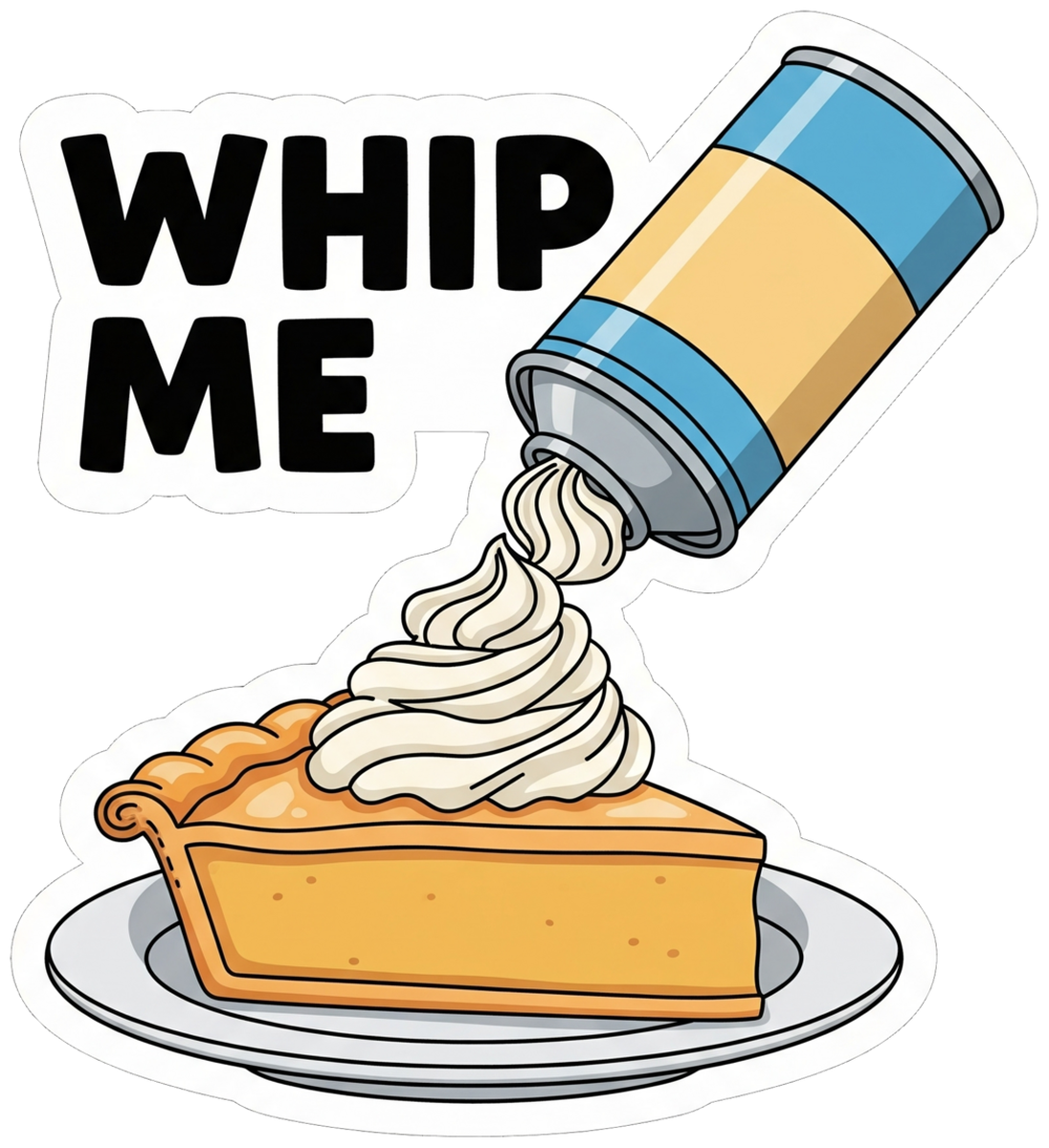 Humorous Whipped Cream Dispenser Cartoon Sticker