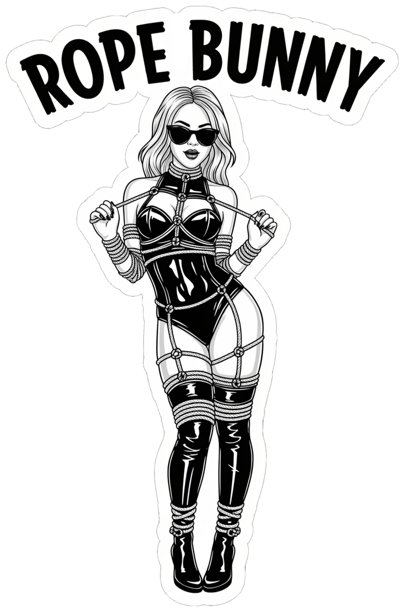 Rope Bunny Vintage Poster Adhesive Vinyl Sticker