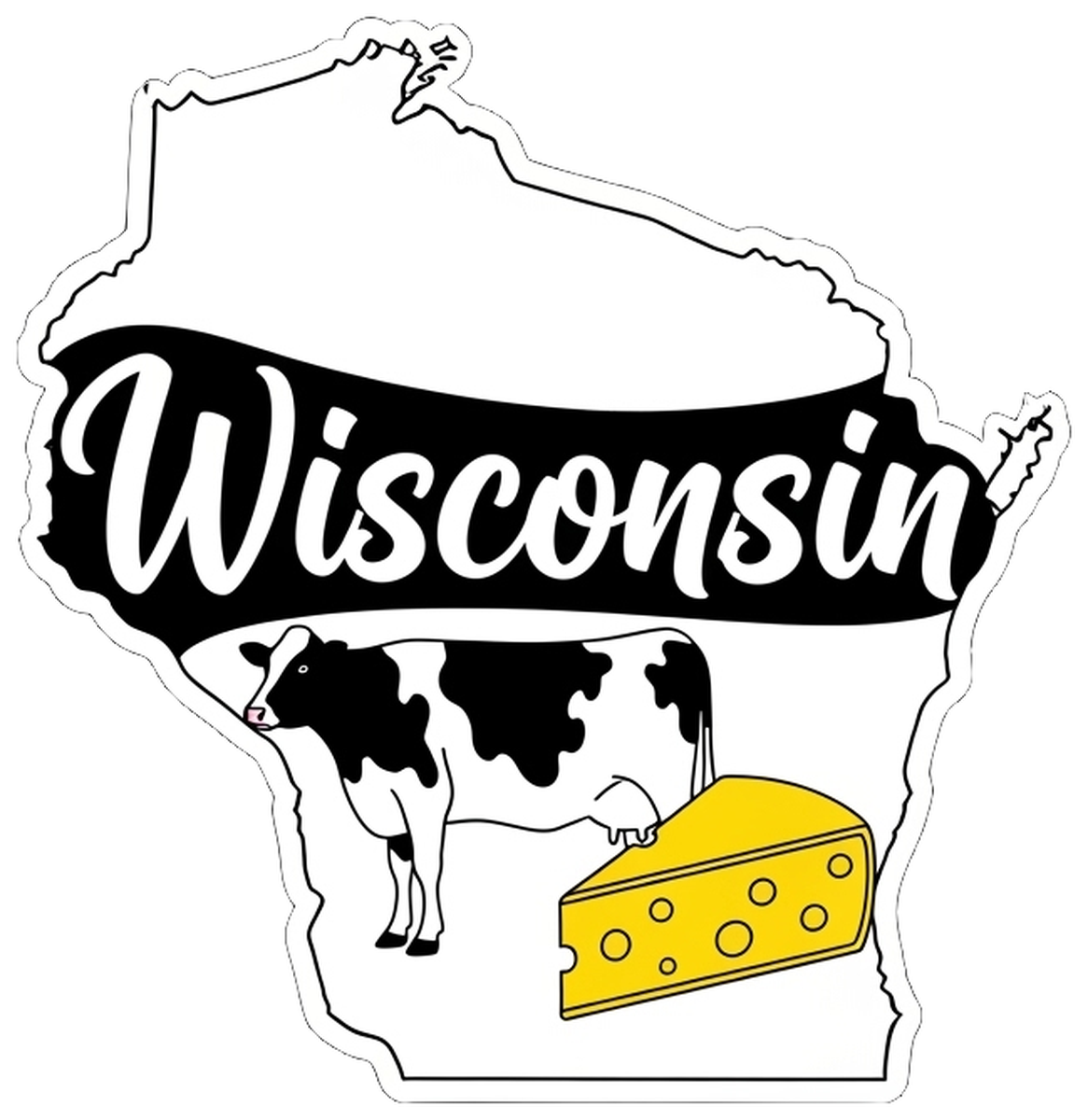 Wisconsin Dairy Stickers Vinyl Sticker: Humorous Milk & Cheese Sticker, Adorable Cow Sticker, Perfect Gift for Dairy Lovers, State Pride Sticker