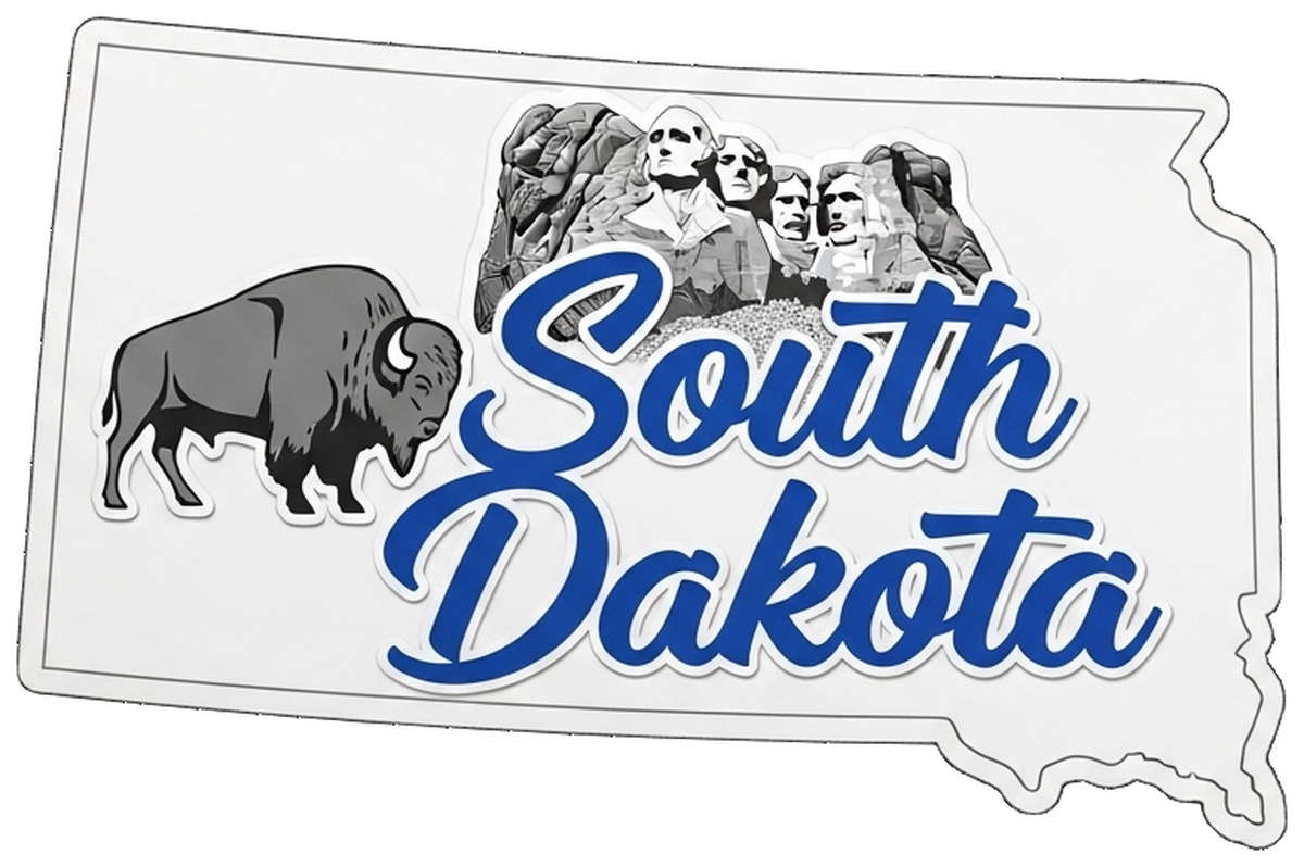 South Dakota vinyl sticker, 3D printed, bison, mountains, travel, souvenir