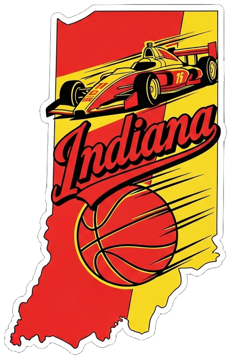 Indiana Hoosiers Basketball State Flag Sticker