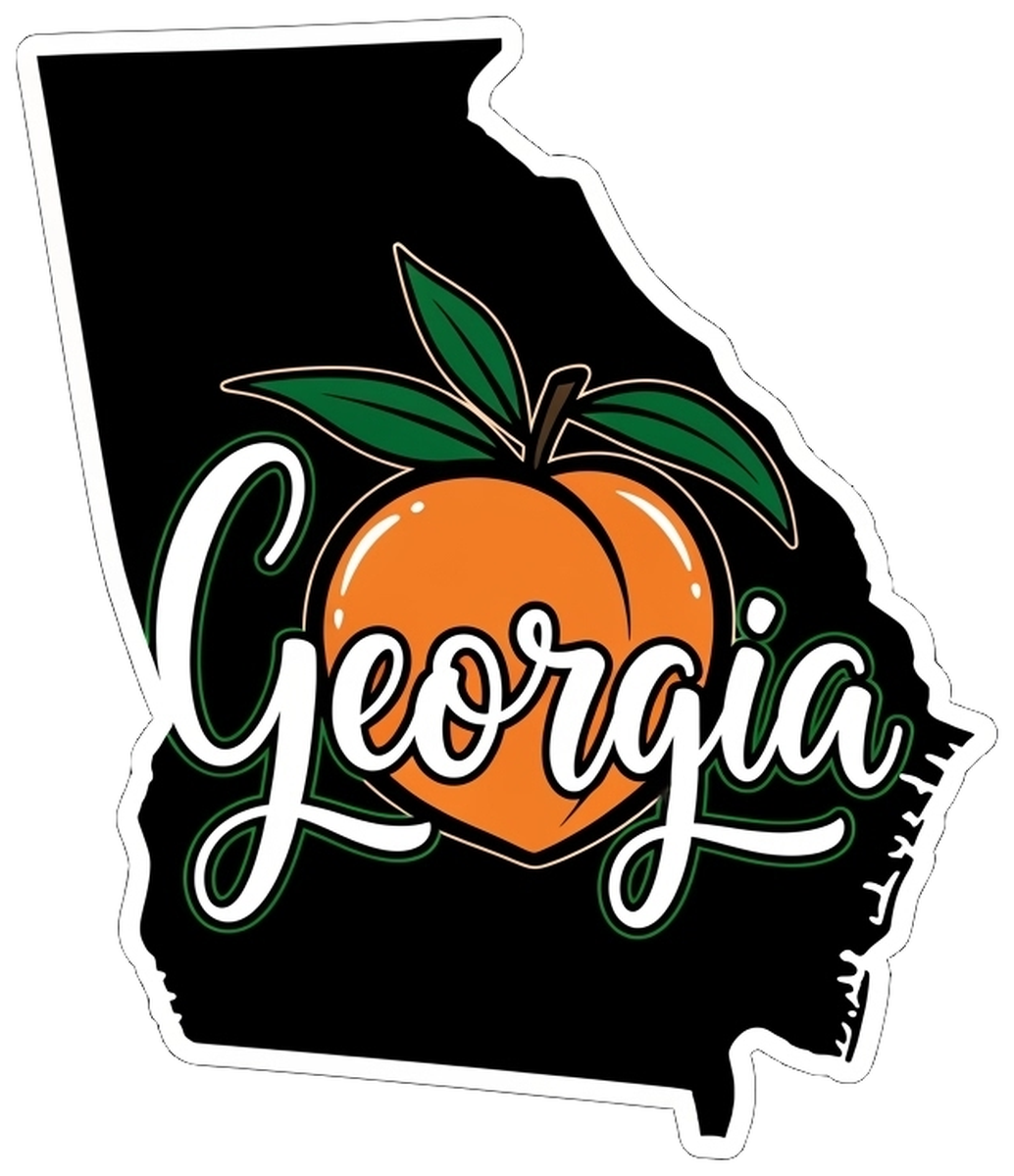 Georgia Peach State Logo Decal Sticker (Official Georgia Flag Sticker)