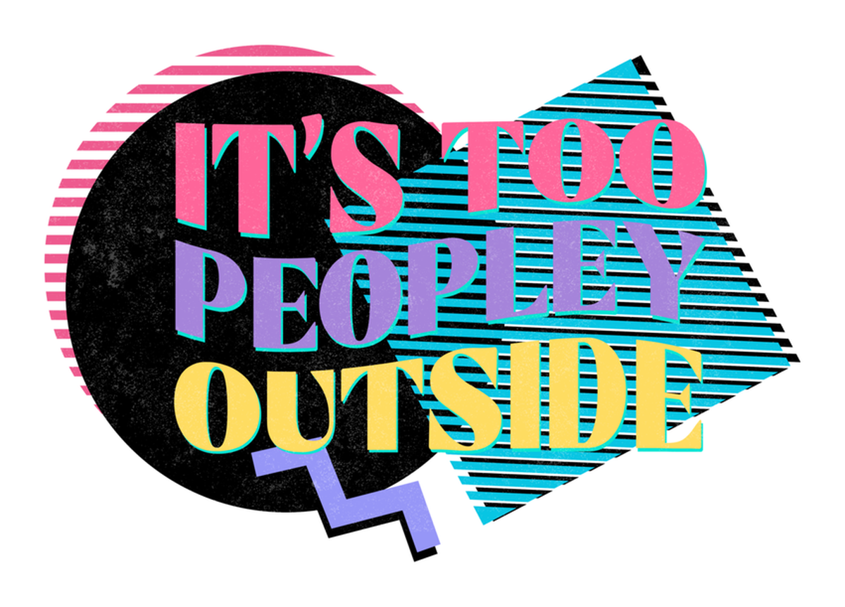 Retro Vintage Pink & Blue Neon Graphic Pop Art Outdoor Vinyl Sticker