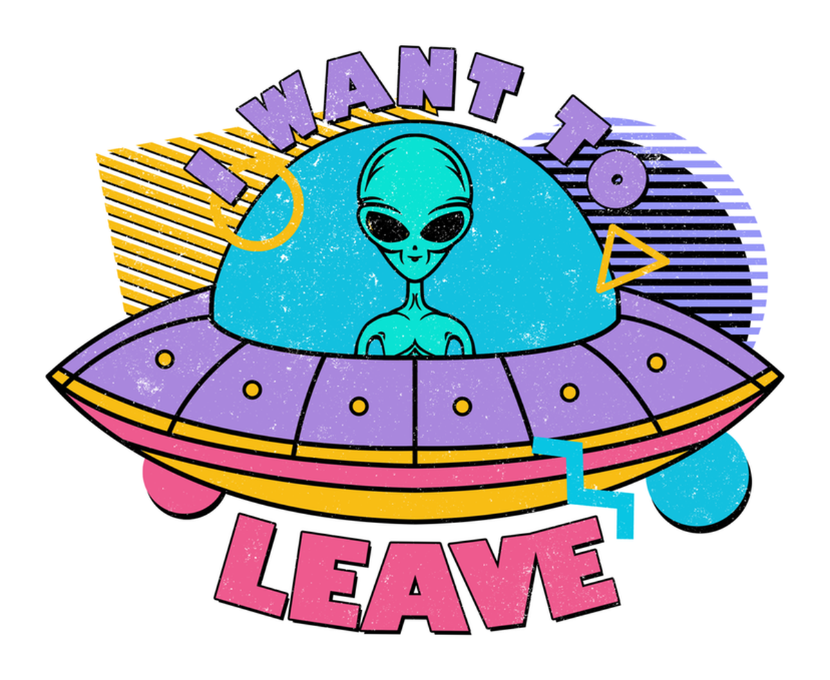 Alien Invasion Leave I'm Here Vinyl Sticker