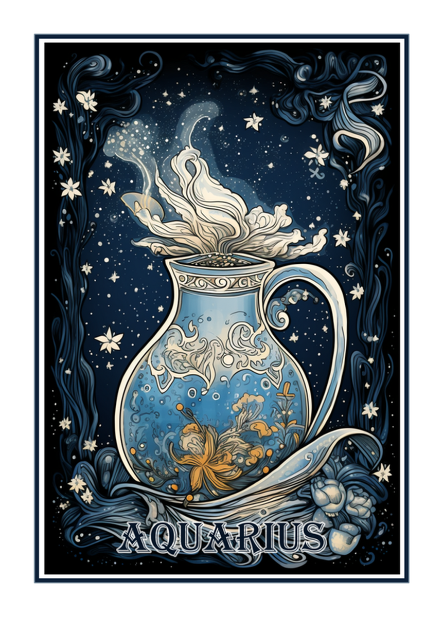 Aquarius Zodiac Sign Watercolor Vinyl Sticker