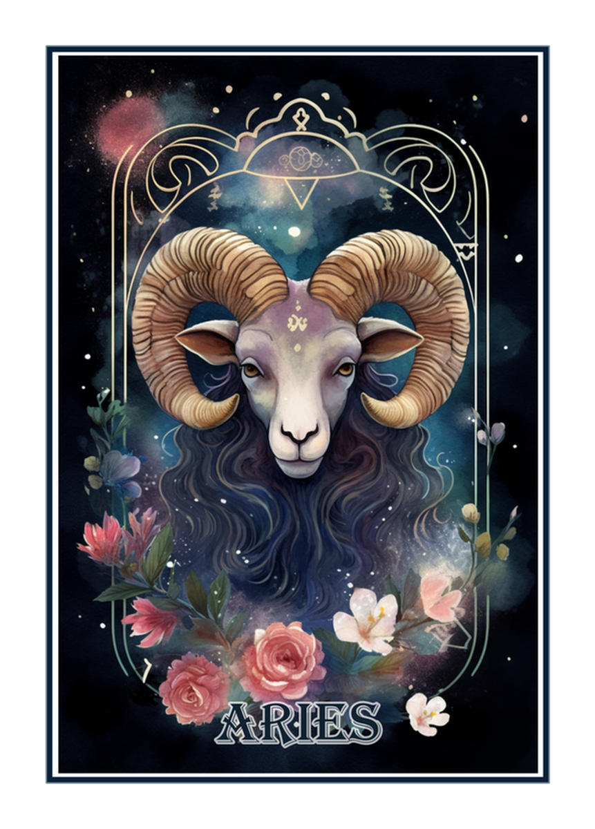 Astrology Zodiac Sign: Ram, Aries, Constellation, Space, Animal, Celestial, Horoscope, Religion, Bible, Bible Art, Christian, Faith, Hope, Love, Religious Sticker