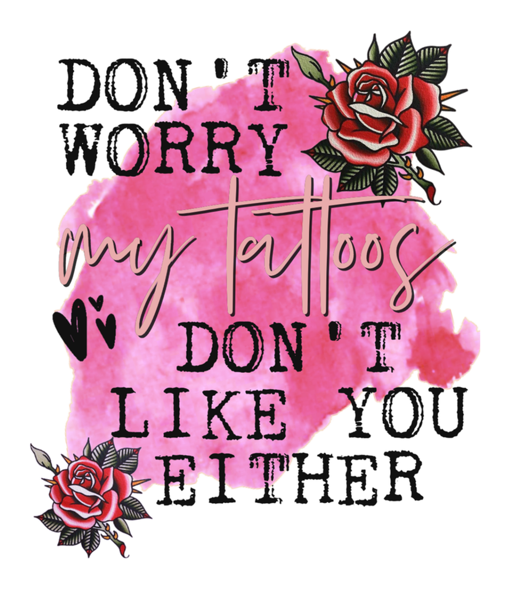 Don't Worry My Tattoos: Vintage Rose & Heart Decorative Vinyl Sticker
