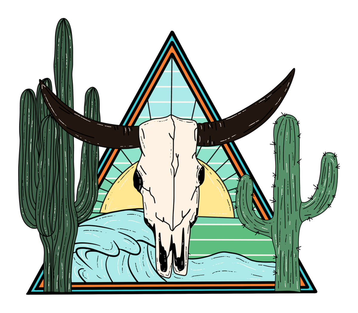 Western skull sticker - vintage travel western sign vinyl