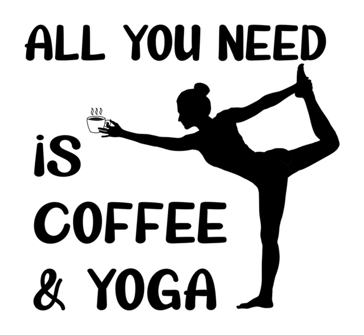 Yoga & Coffee Sticker: Black & White Cartoon of a Woman Balancing on One Hand While Drinking Coffee - Etsy