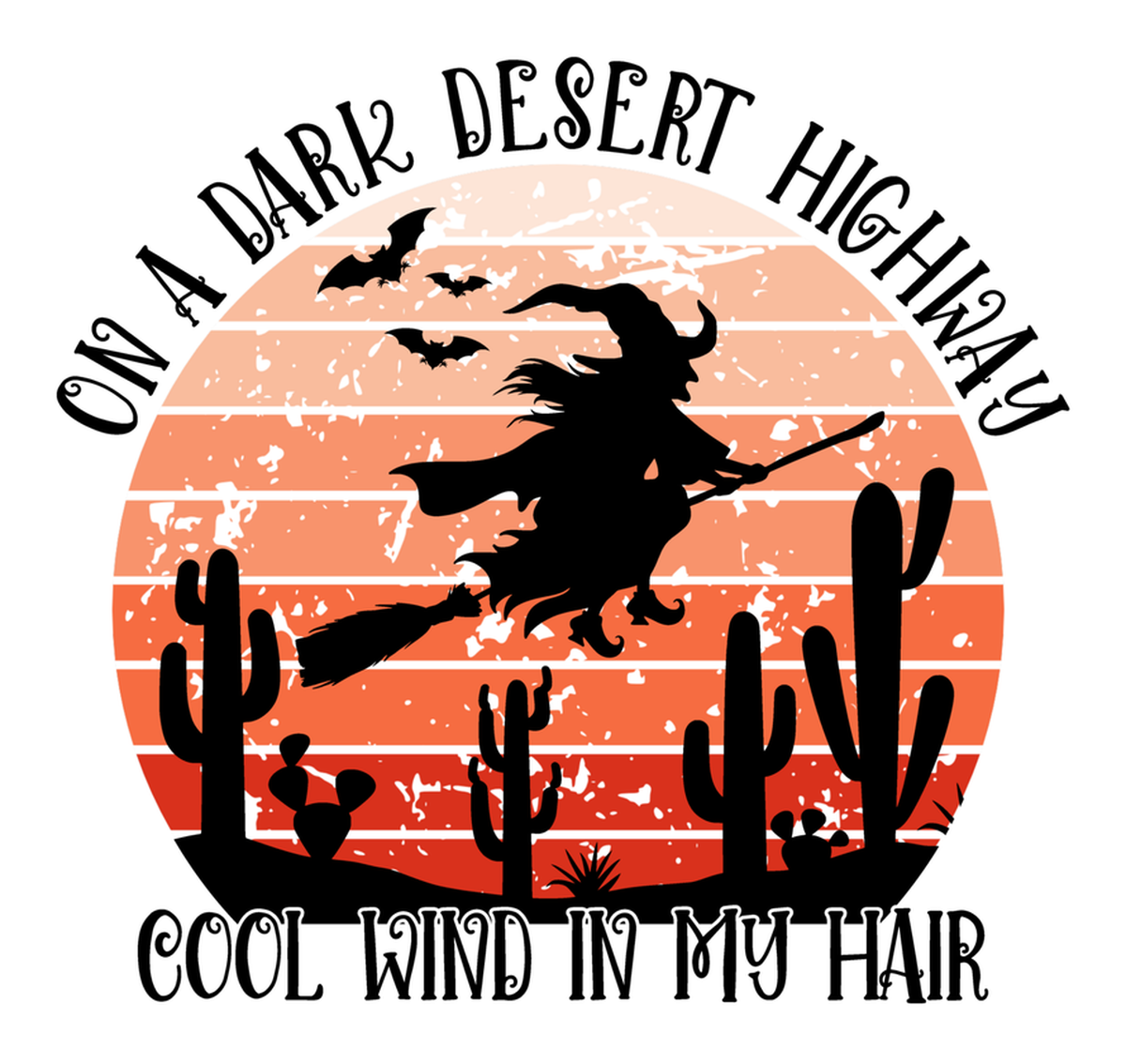 Desert Highway Wizard Sticker: Dark Desert Drive on a Halloween Night with a Cool Wind in My Hair, Vinyl Sticker