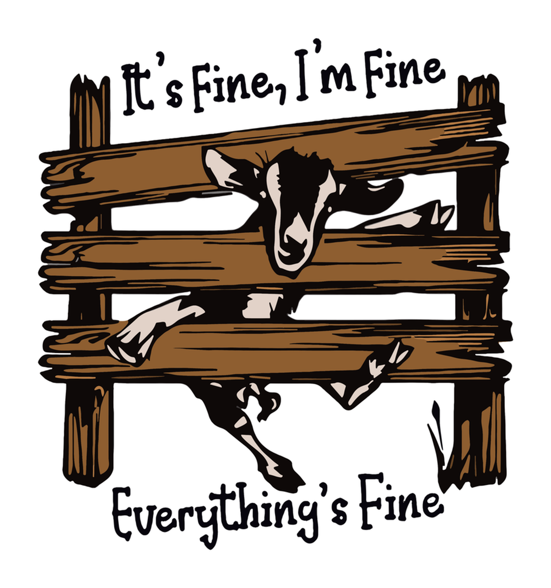 Cute Farm Animal Vinyl Sticker: Cow behind wooden fence