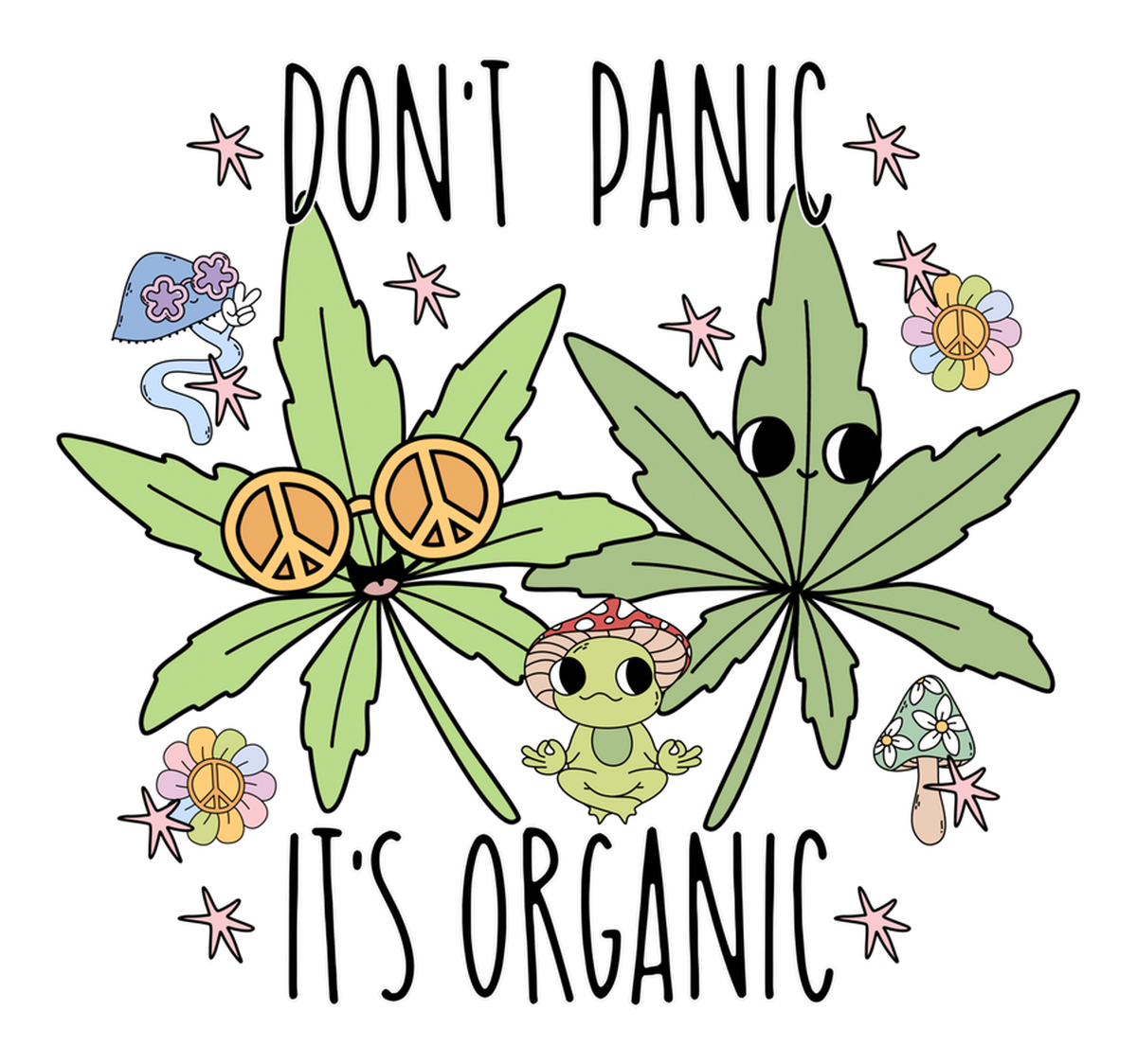 Don't Panic - It's Organic: Flower-Powered Vibes Vinyl Sticker
