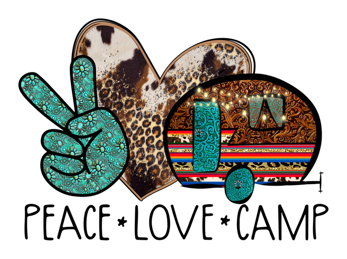 Peace & Love Camp | Peace Sign & Heart Sticker with Text - Vinyl Sticker