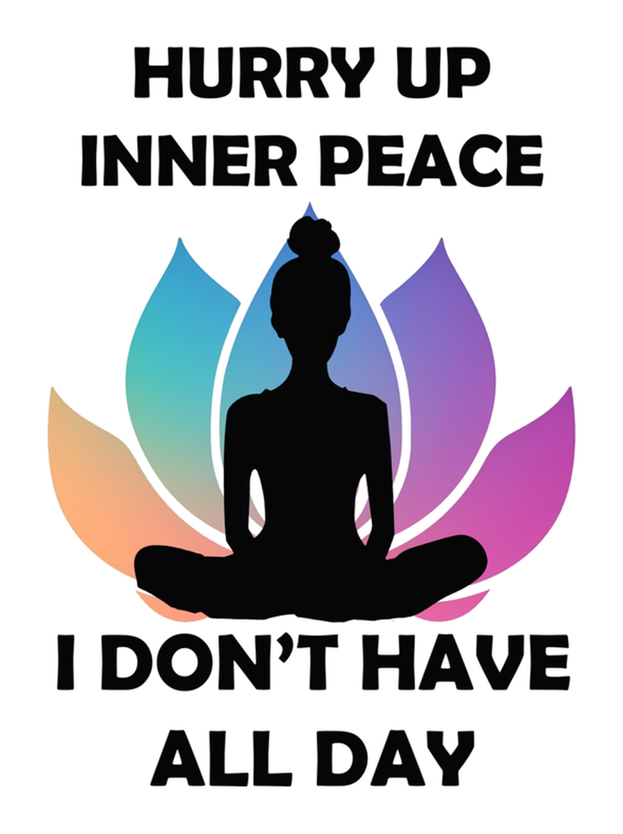 Colorful Meditation Sticker: Humorous Yoga Quote on a Stylish Background for Mindful Decor