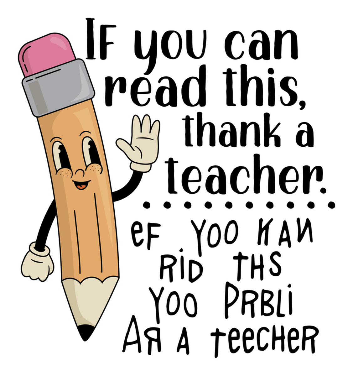 Cute Thank You Teacher Pencil Sticker Vinyl