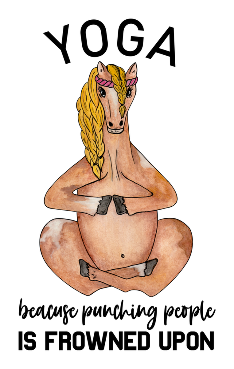 Yoga Humor: Meditation Frownie Face Sticker, Hand-Drawn Unicorn Vinyl Sticker
