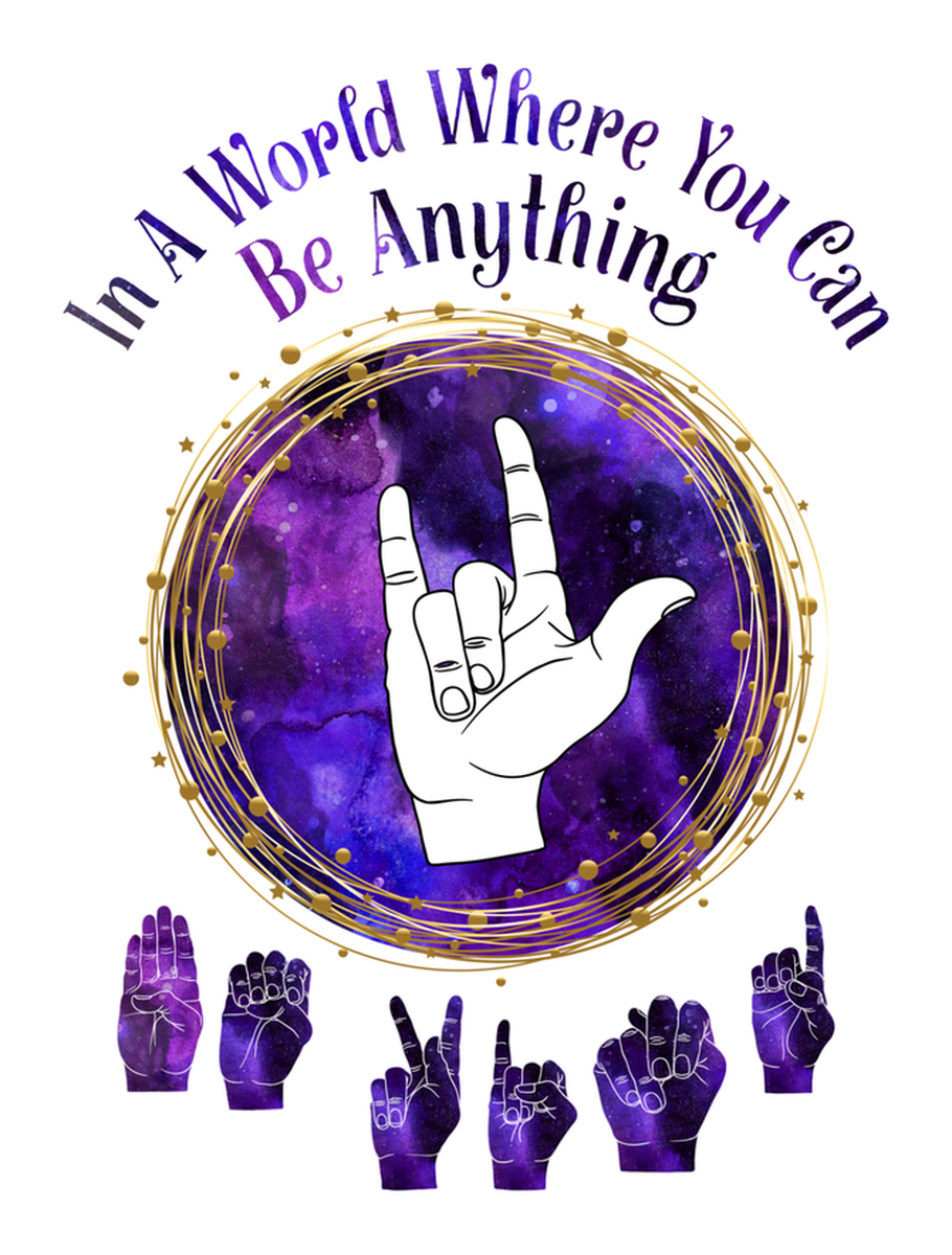 Inspirational Quote 'Where in a World Can Anyone Be Anything' Astrology Sign Purple Star Purple Background Vinyl Sticker
