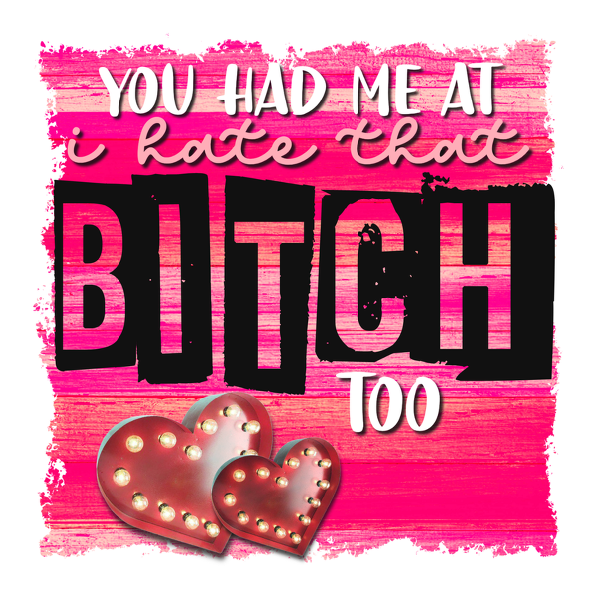 Hilarious Pink & Black Bitch Sticker: Funny Quote, Vintage Typeface, 2 Hearts, Perfect Gift for Bitches