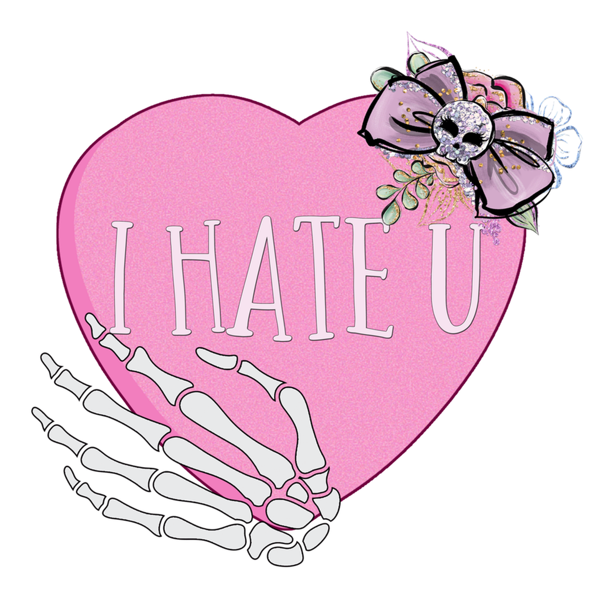 Cute Pink Love Heart Vinyl Sticker I Hate You: Funny Valentine's Day Gift for Teens and Adults
