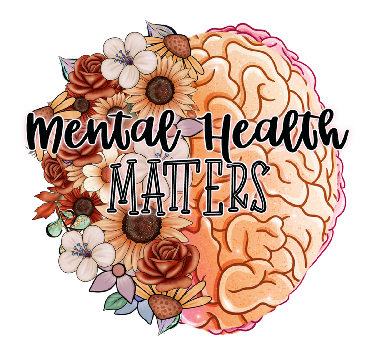 Mental Health Matters" Floral Design Vinyl Sticker