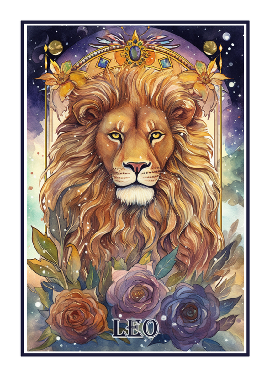 Leo Zodiac Sign Birthday Card: Colorful Astrological Art for Leo Horoscope, Vinyl Sticker