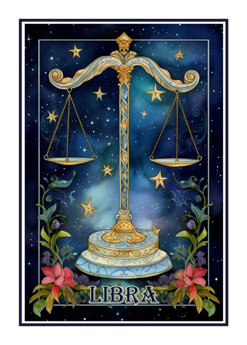 Astrology Star Sign Libra Tarot Card Zodiac Vinyl Sticker