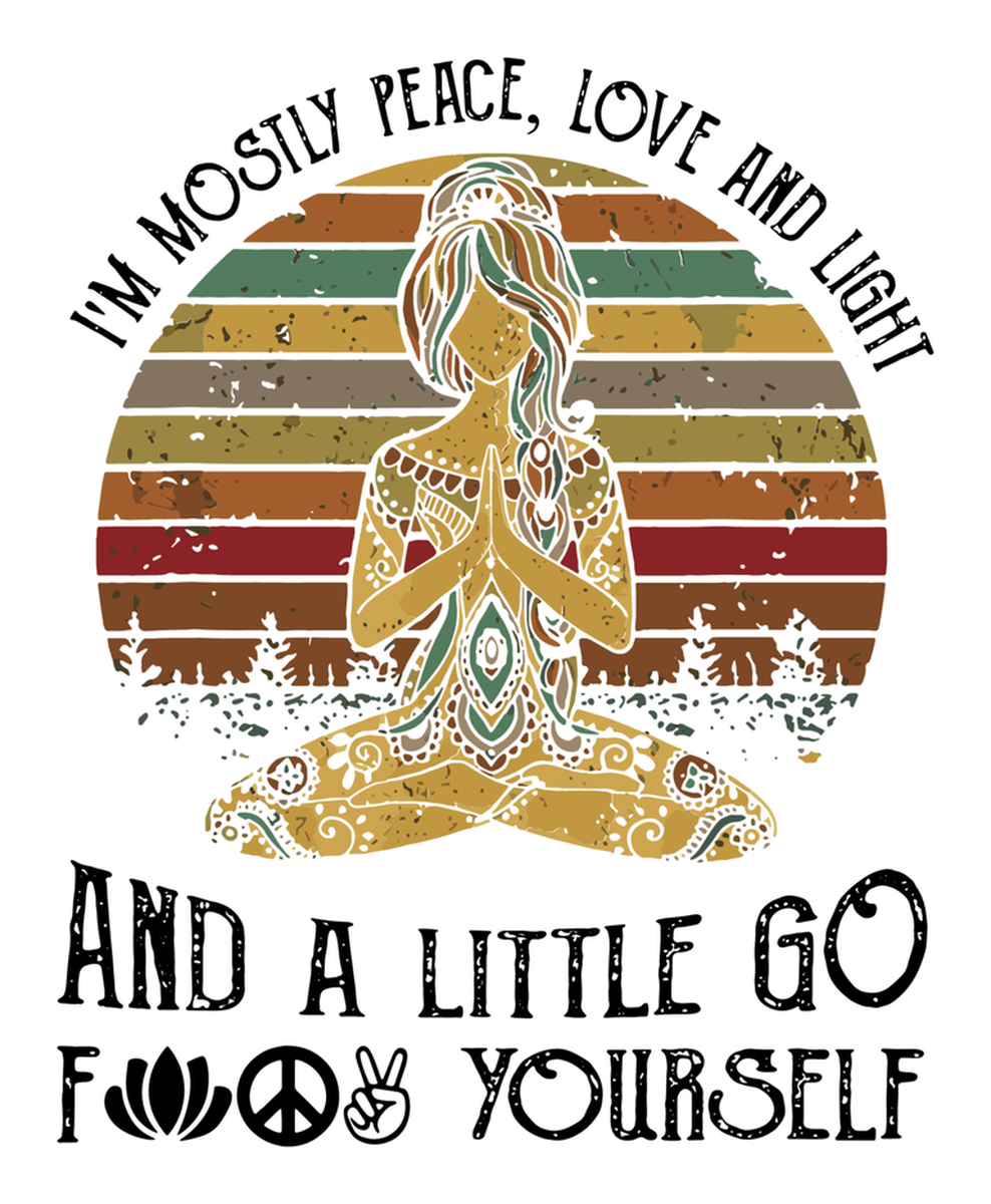 Peace, Love, and Light Yoga Inspiration Vinyl Sticker: Mindful Quote, Chakra Design, Meditation Symbols, Female Figure