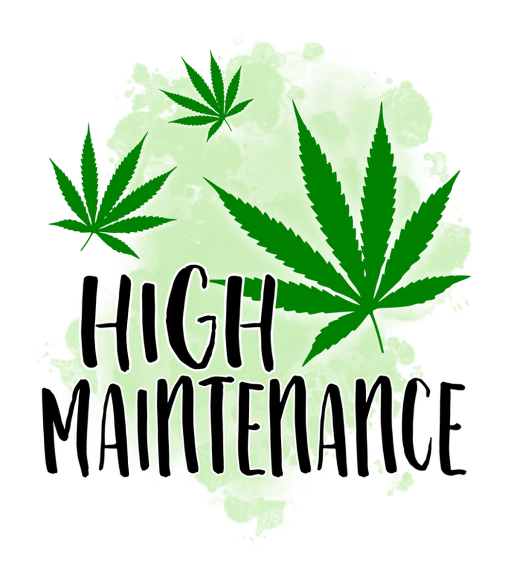 Cannabis Maintenance Vinyl Sticker: High-Maintenance Marijuana Leaf, Maintained by Professional Growers