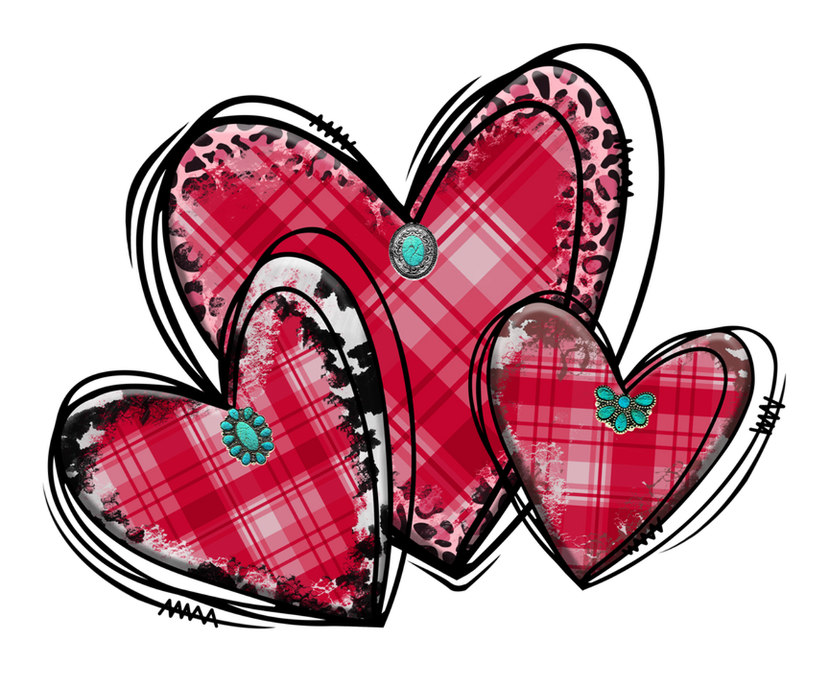 Crafted Red & Black Plaid Hearts Sticker - Elegant Vintage Design