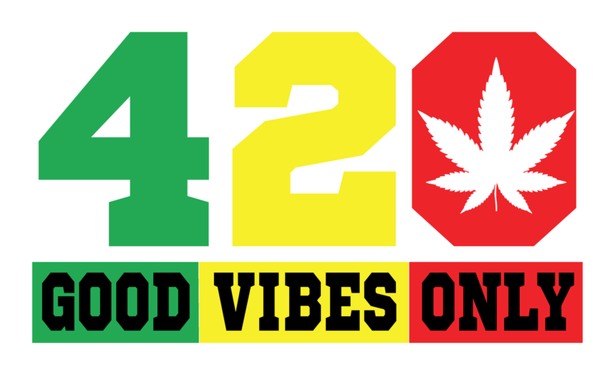 420 Good Vibes Only Vinyl Sticker: Colorful marijuana leaf design, with bold lettering declaring '420' and 'Good Vibes Only'.