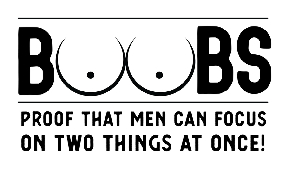 Breastfeeding Boobs Vinyl Sticker: Proof That Men Can Focus on Two Things at Once! Hilarious Quote!