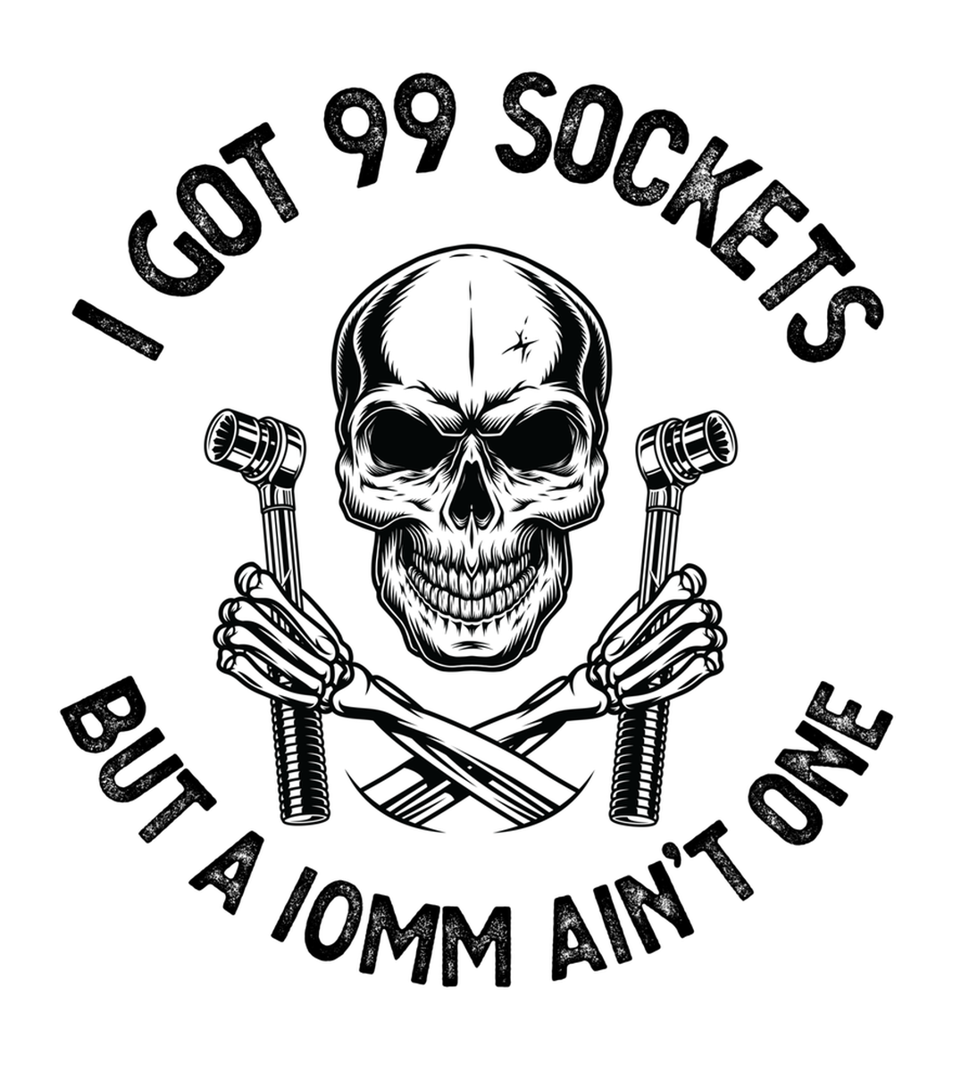 Biker's 99 Skeleton Tattoo Vinyl Sticker: Black & White Edition