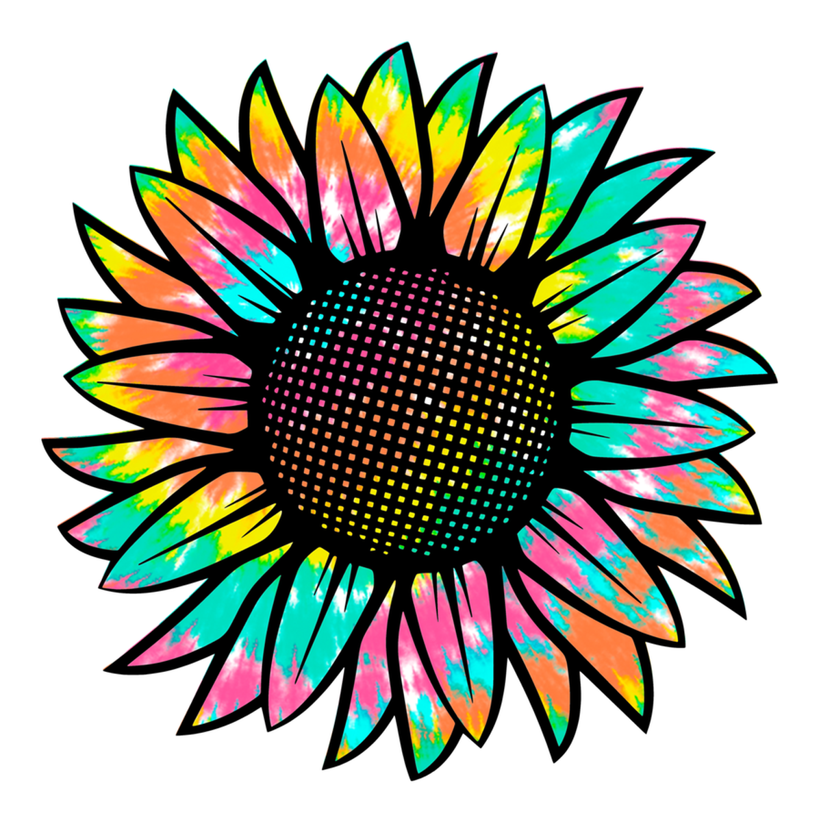 Colorful Tie Dye Flower Sunshine Vinyl Sticker