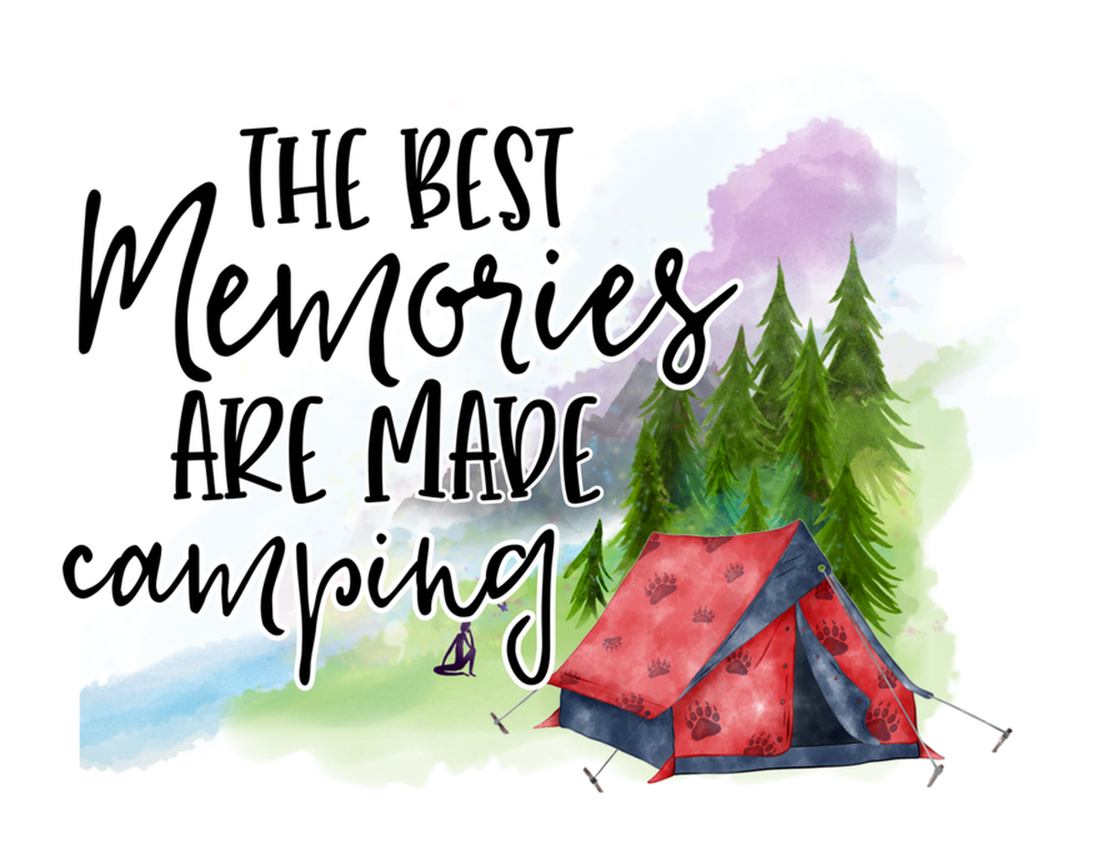 Best Memories Are Made Camping: Vintage Watercolor Campfire Camper Van RV Adventure Trees Hiking Sticker Vinyl
