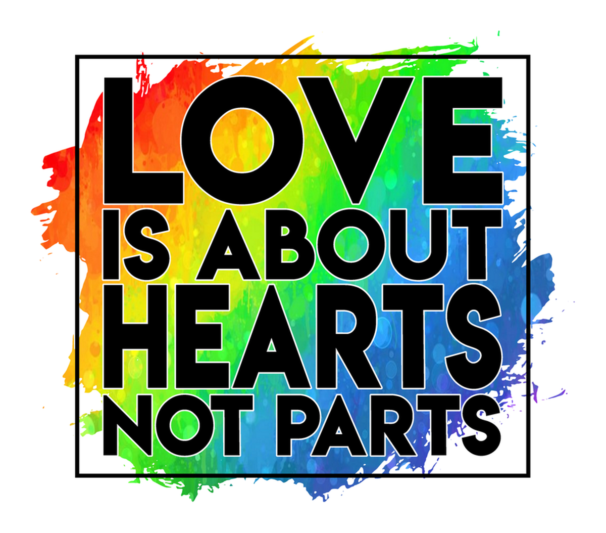 Love Quote Vinyl Sticker: Colorful Heart Art With Rainbow Painting Inspiration Design