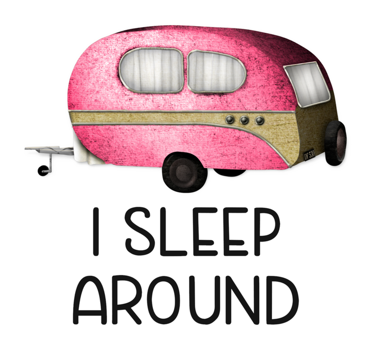 I Sleep Around Pink & White Vintage Camper Van Sticker