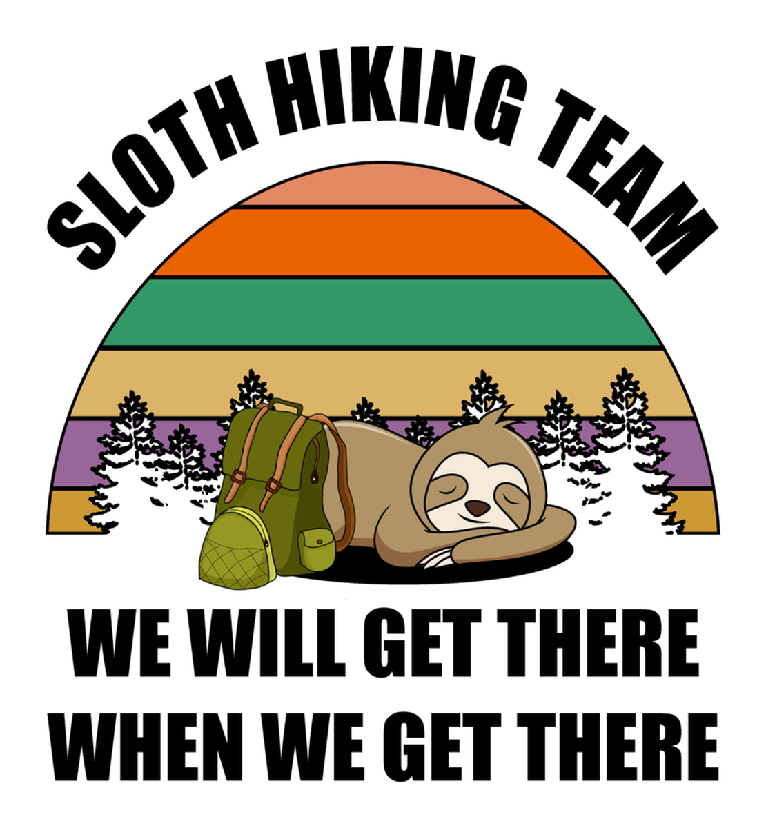 Hiking Team Sloth Adventures Vintage Campsite Retro Sticker - Colorful Campfire Scene