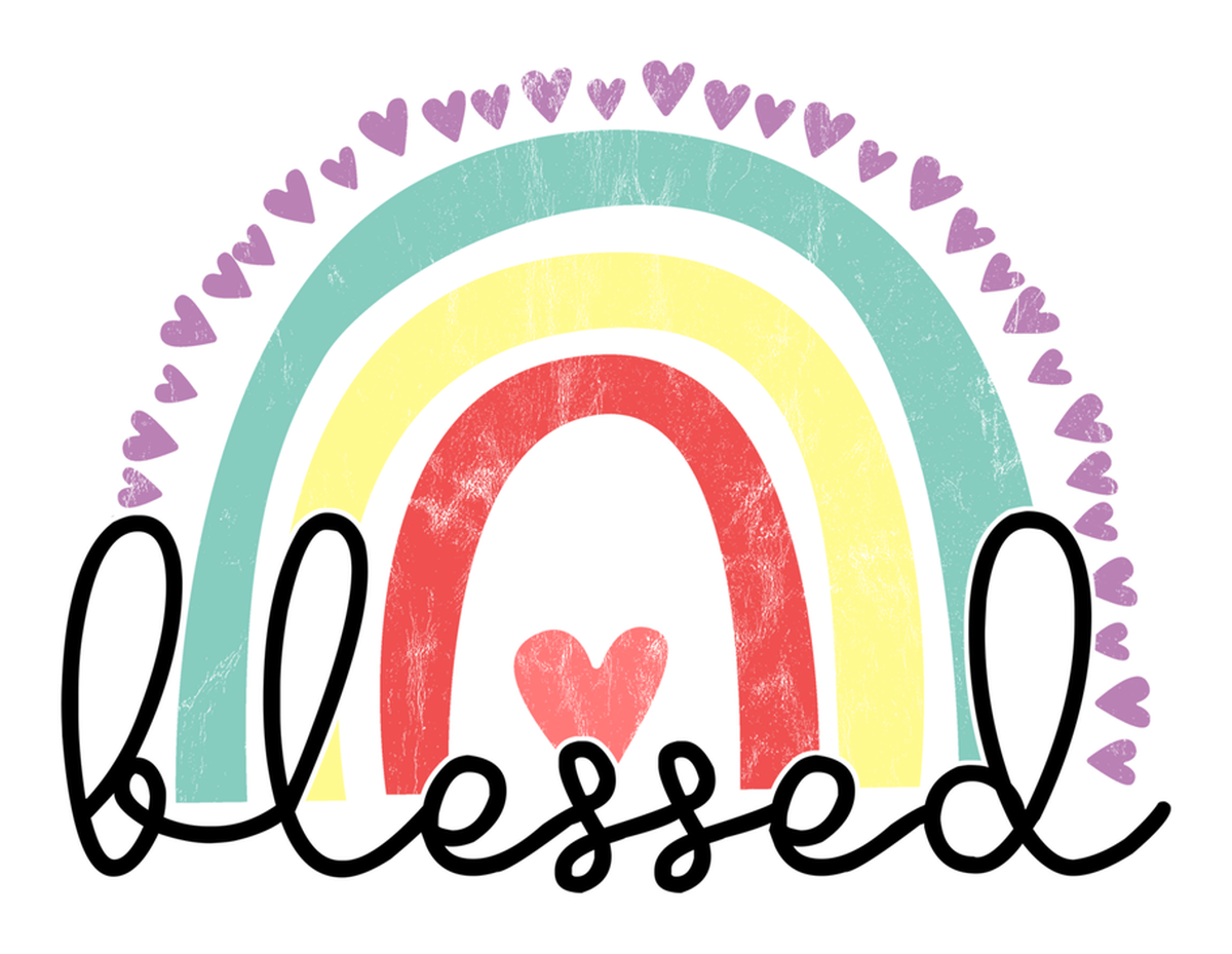 Blessed & Thankful Rainbow Vinyl Sticker: Hand-Drawn, Vibrant, Colorful, Faith-Inspired,