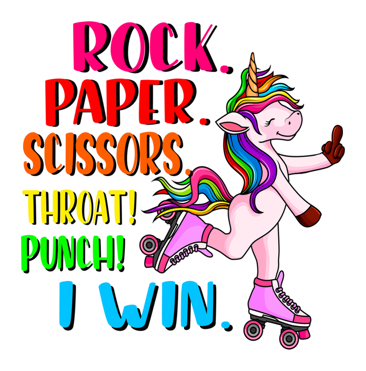 Rock Paper Scissors Throat Punch Unicorn Vinyl Sticker