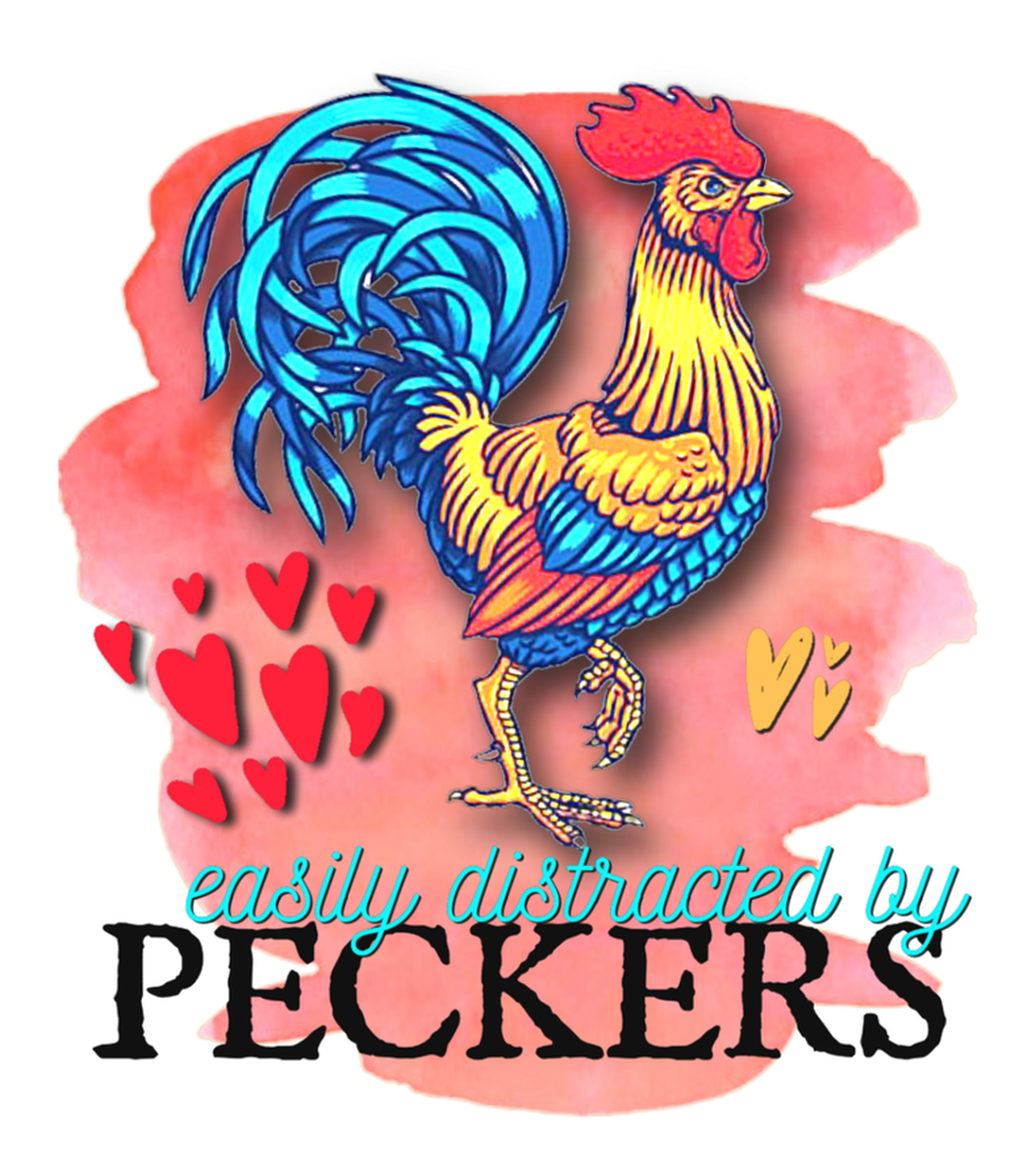 Rooster and chickpea peckers sticker. Vintage art style. Colorful, hand drawn. Vinyl Sticker.