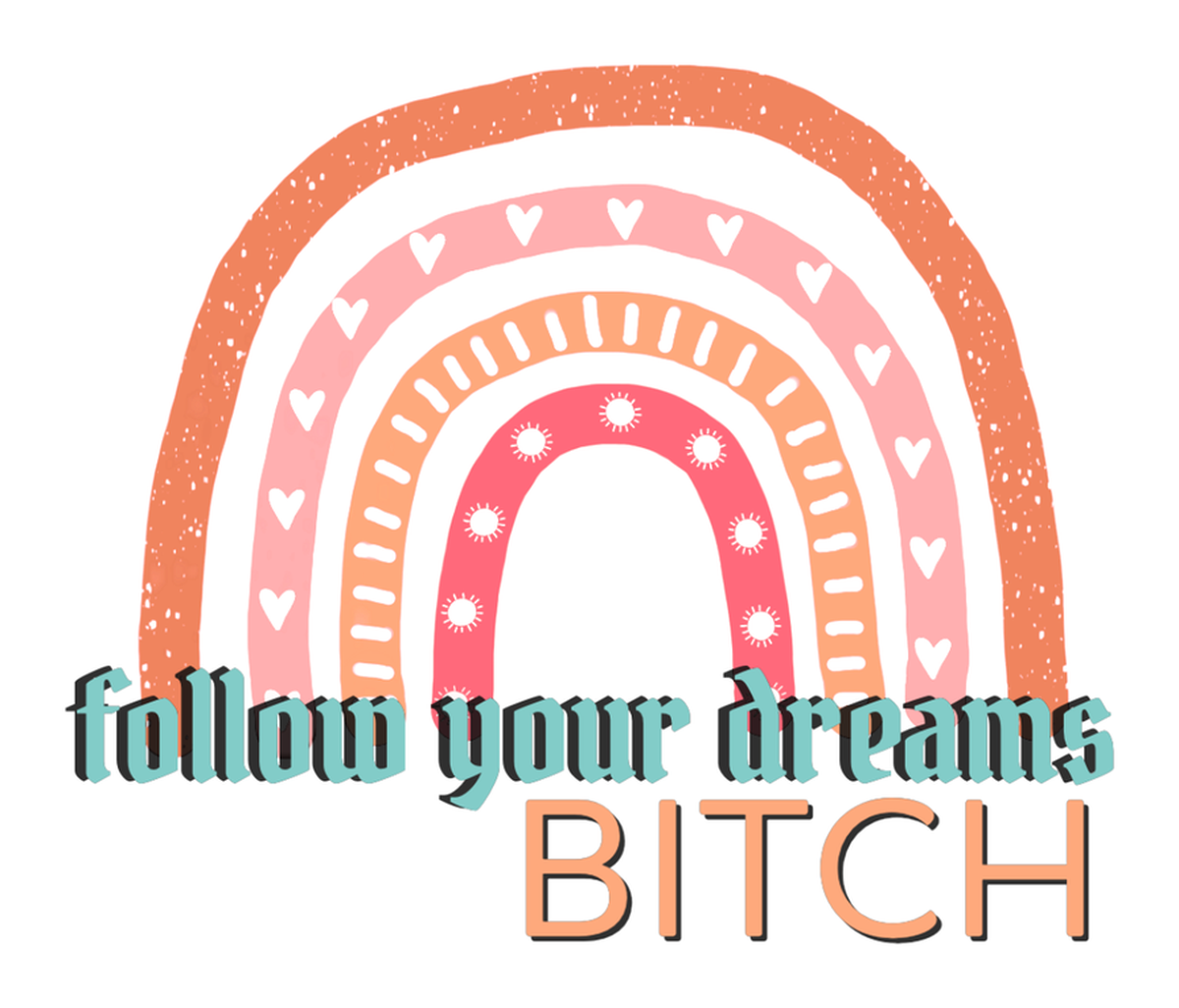 Colorful Rainbow Follow Your Dreams Sticker: Quirky, Hand-Drawn Design with 'Follow Your Dreams' and 'Follow Your Dreams, Be Yourself' - Vinyl Sticker