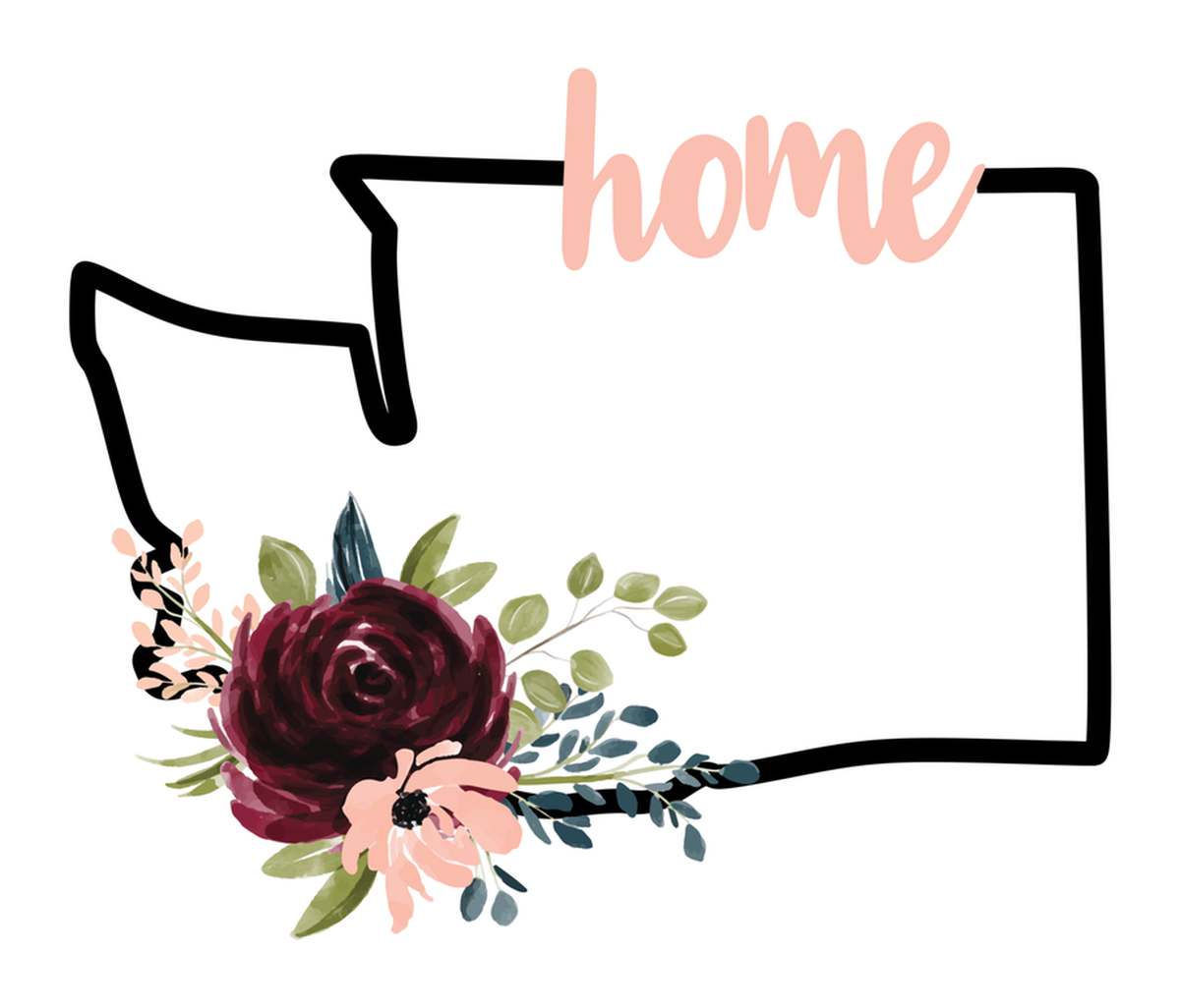 Welcome to Home - State Silhouette Sticker with Flower Decor