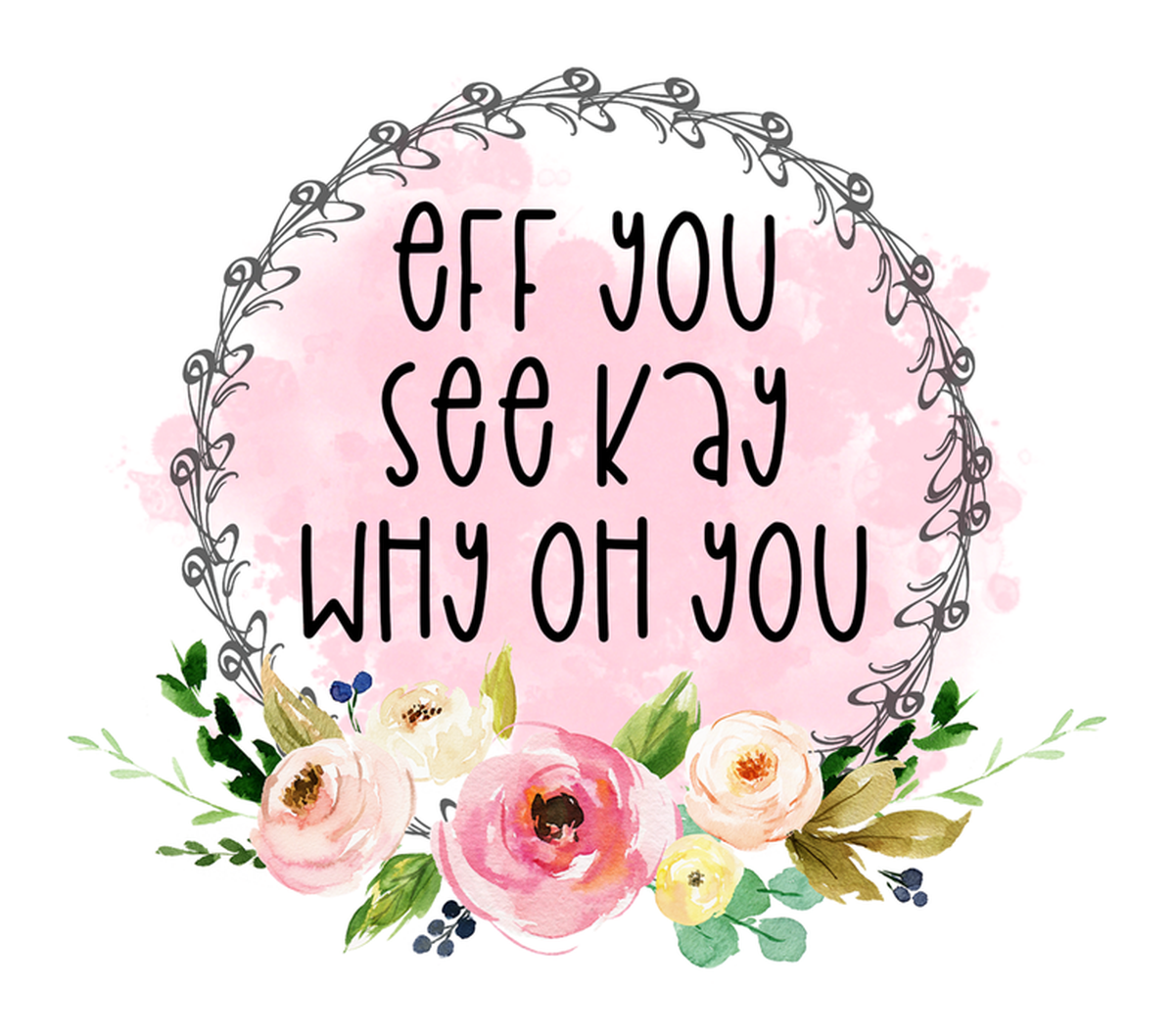 Vinyl Sticker: Wishful Seeing Quote - 'If you see me why oh why oh you' - Pink and Purple Flowery Background