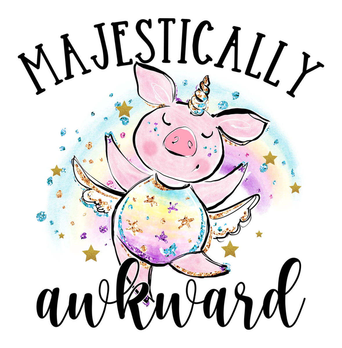 Majestically Unicorn Awkwardness: Whimsical Cartoon Sticker Vinyl