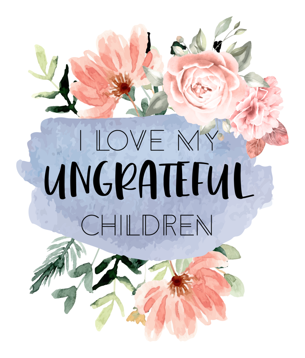 Ungrateful Children I Love You Vinyl Sticker: Pink flowers, floral watercolor design
