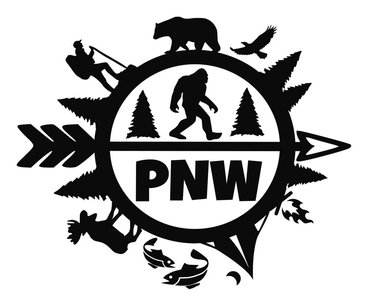 Outdoor Nature & Camping Decal: Bear Stickers, Forest Animals, Hiking, Fishing, Campfire Symbol, Northwest Logo Vinyl Sticker.