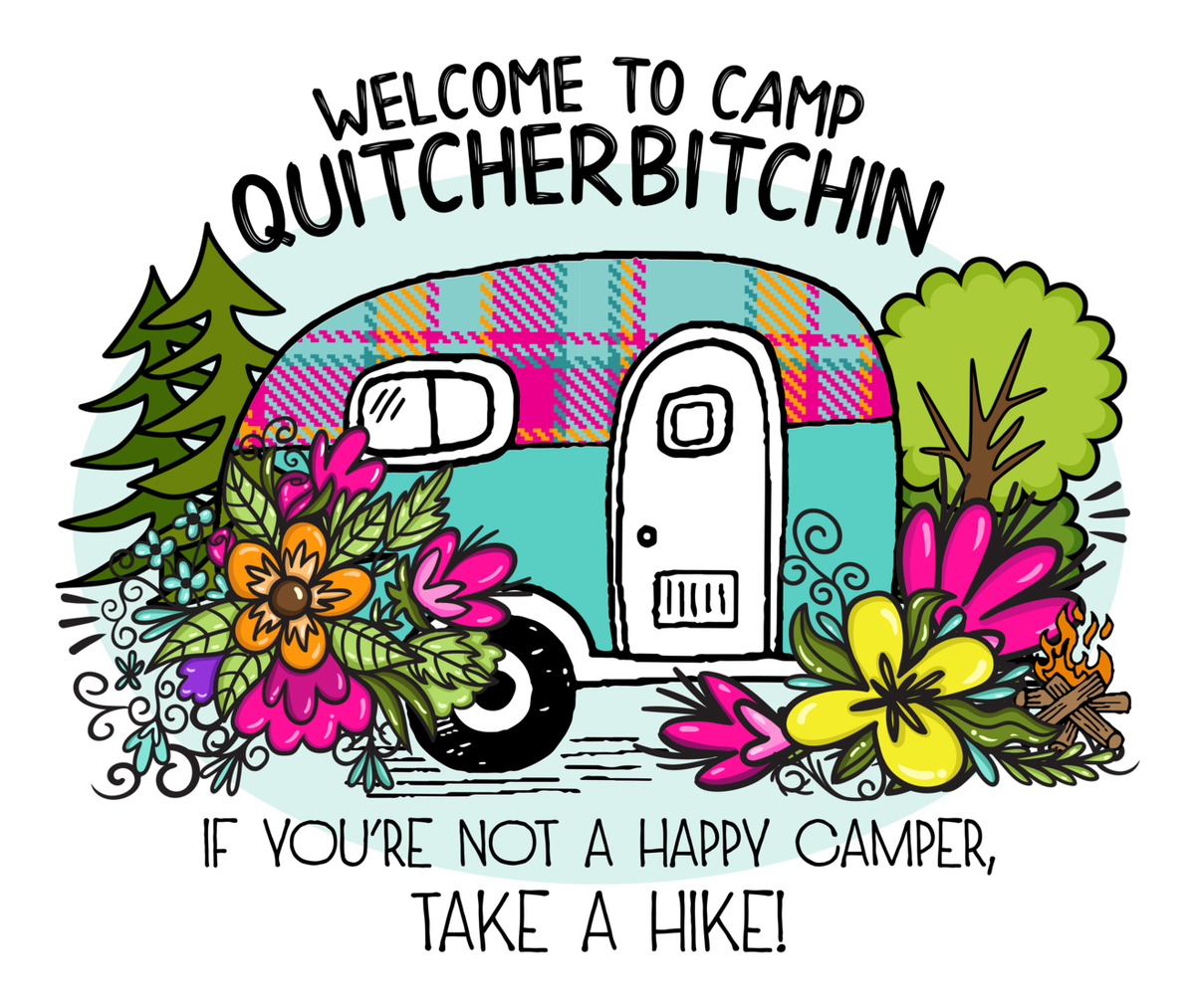 Welcome to Quitcherbitchin' Stickers: Vintage Camping Road Trip Vinyl Sticker